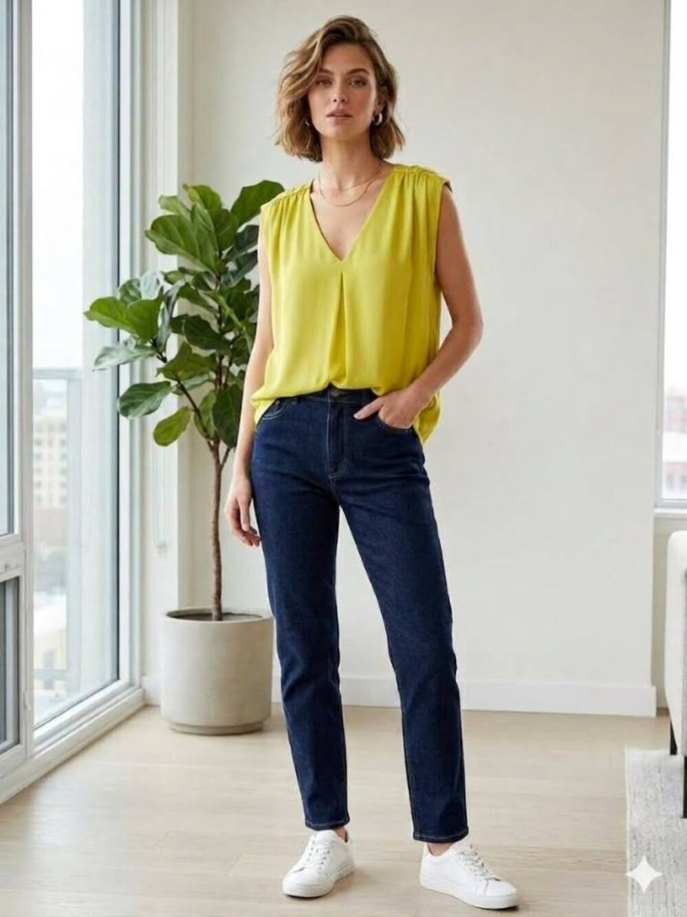 TYCHE The Power Silk Shoulder Top